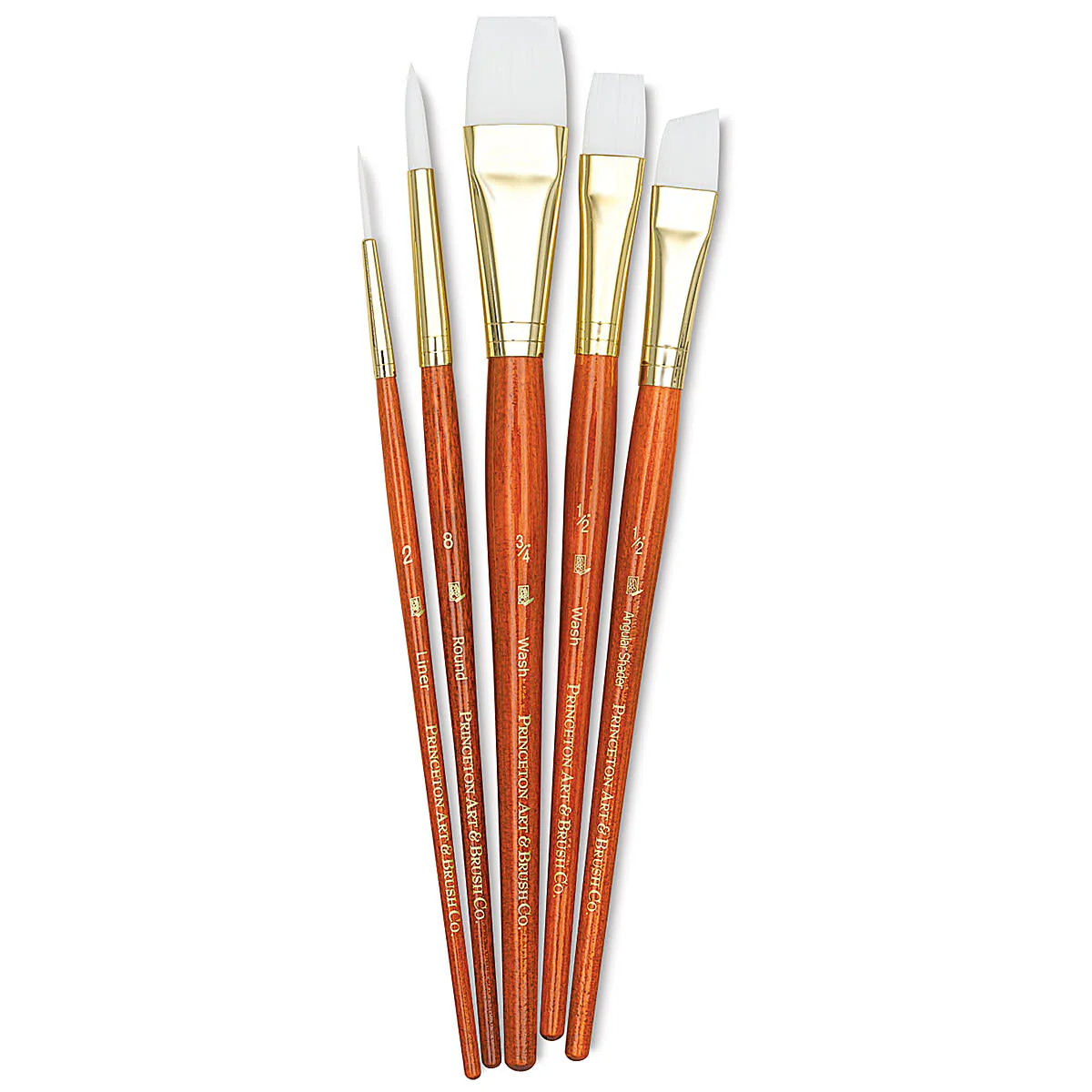 Princeton Real Value Synthetic White Taklon 9151 Brushes Set Of 5 - Nail Gallerys