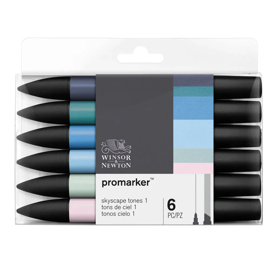 Winsor & Newton Promarker Skyscape Tones Set Of 6 - Nail Gallerys