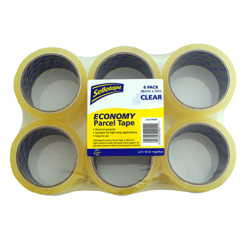 Sellotape Economy Parcel Tape Clear 6 Pack - Nail Gallerys