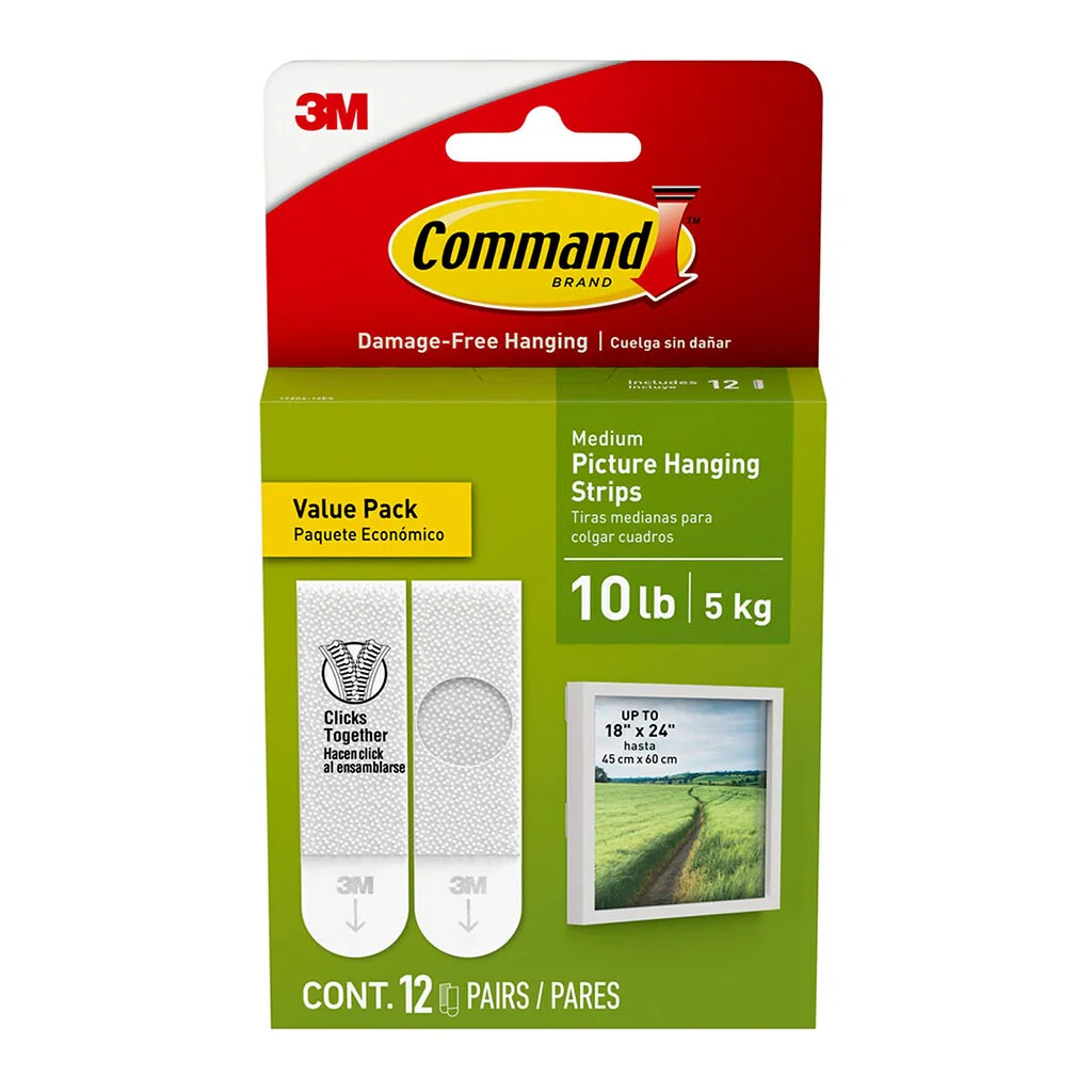 Command Medium White Picture Hanging Strips Value Pack of 12 Sets - Nail Gallerys