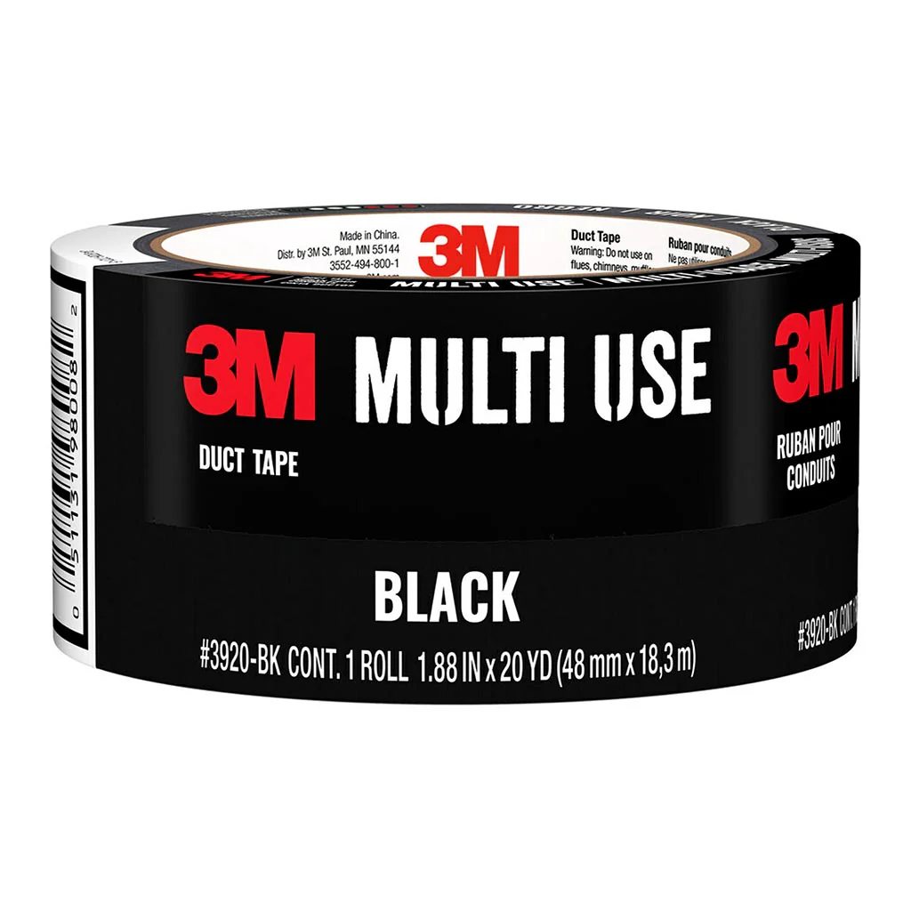 3M Multi-Use 48mm x 18.2m Black Duct Tape - Nail Gallerys