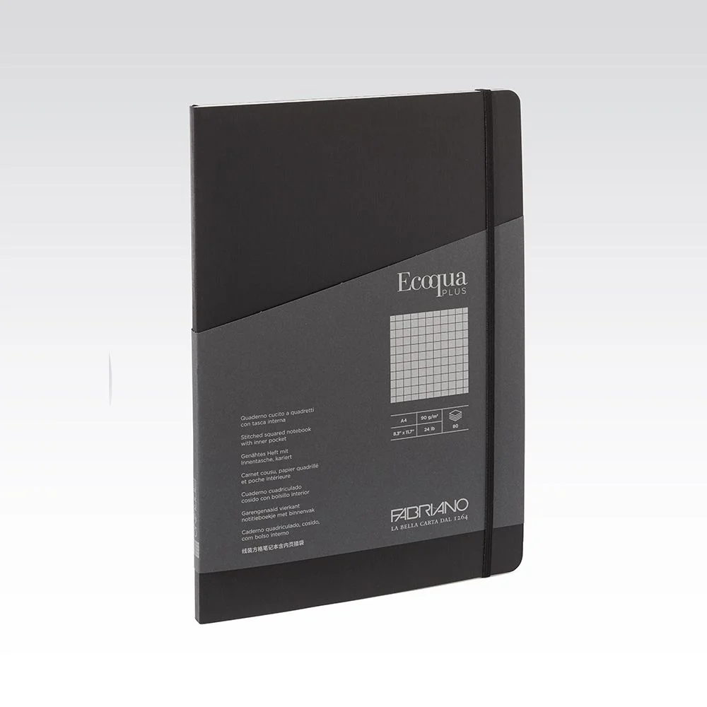 Fabriano Ecoqua Plus Stitch 90gsm Graph 5mm Black Notebooks - Nail Gallerys