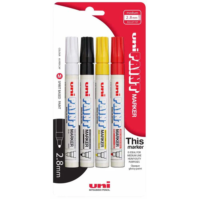 Uni 2.8mm Bullet Tip Assorted Paint Markers Set of 4 - Nail Gallerys