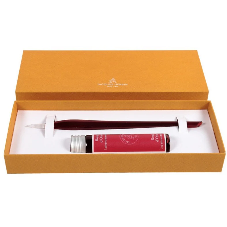 Jacques Herbin Red Prestige Glass Pen Set - Nail Gallerys