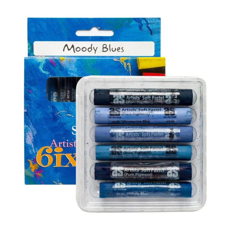 Art Spectrum Soft Round Pastels Set Of 6 - Moody Blues - Nail Gallerys