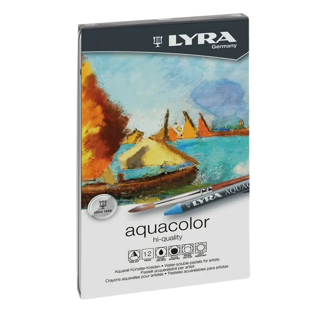 Lyra Aquacolor Water-Soluble Wax Pastels Set of 12 - Nail Gallerys