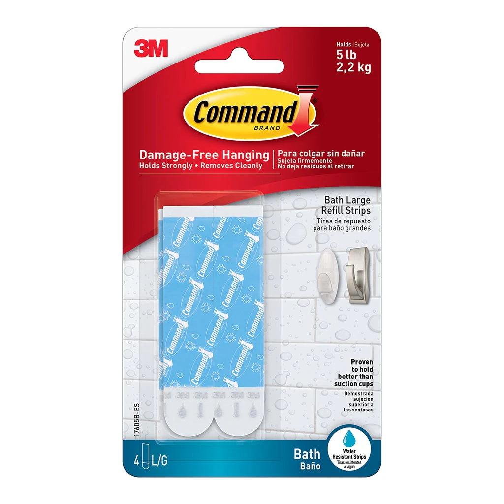 Command Bathroom Large White Refill Strips Pack of 4 - Nail Gallerys