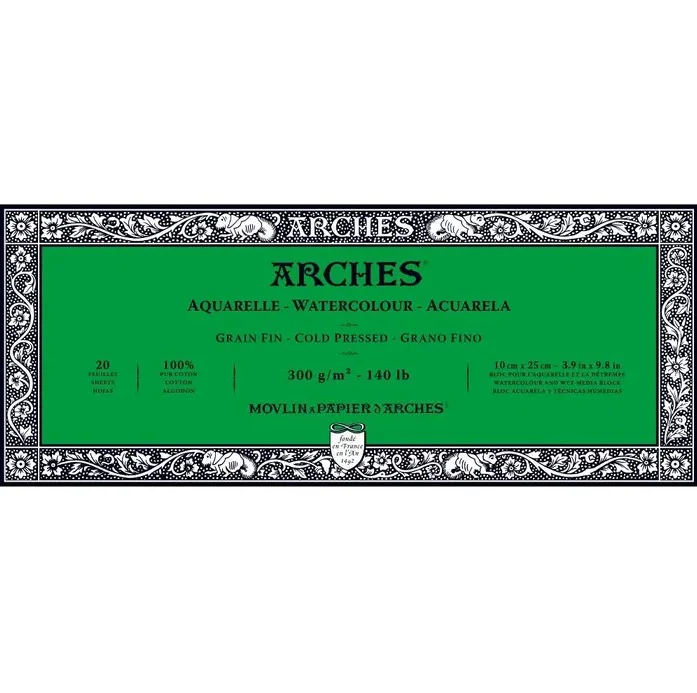 Arches Watercolour Natural White 300gsm Cold Pressed 20 Sheet Blocks - Nail Gallerys