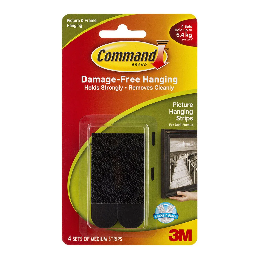Command Strips Picture Hanging 17201blk Medium Black Pack Of 4 Pairs - Nail Gallerys