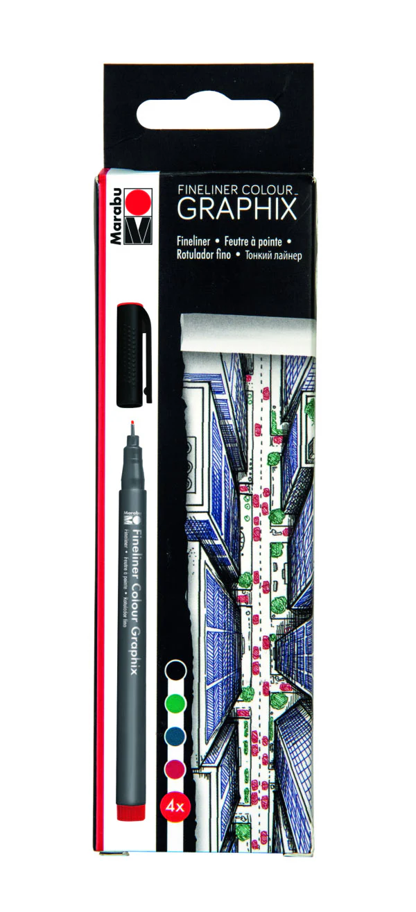 Marabu Fineliner Colour Graphix Set Of 4 - Nail Gallerys