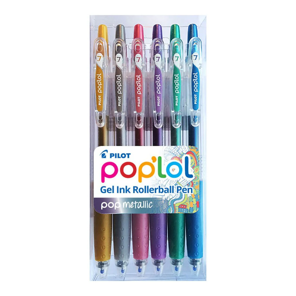 Pilot Pop'Lol Gel Fine Pens Assorted Metallic Pack Of 6 - Nail Gallerys