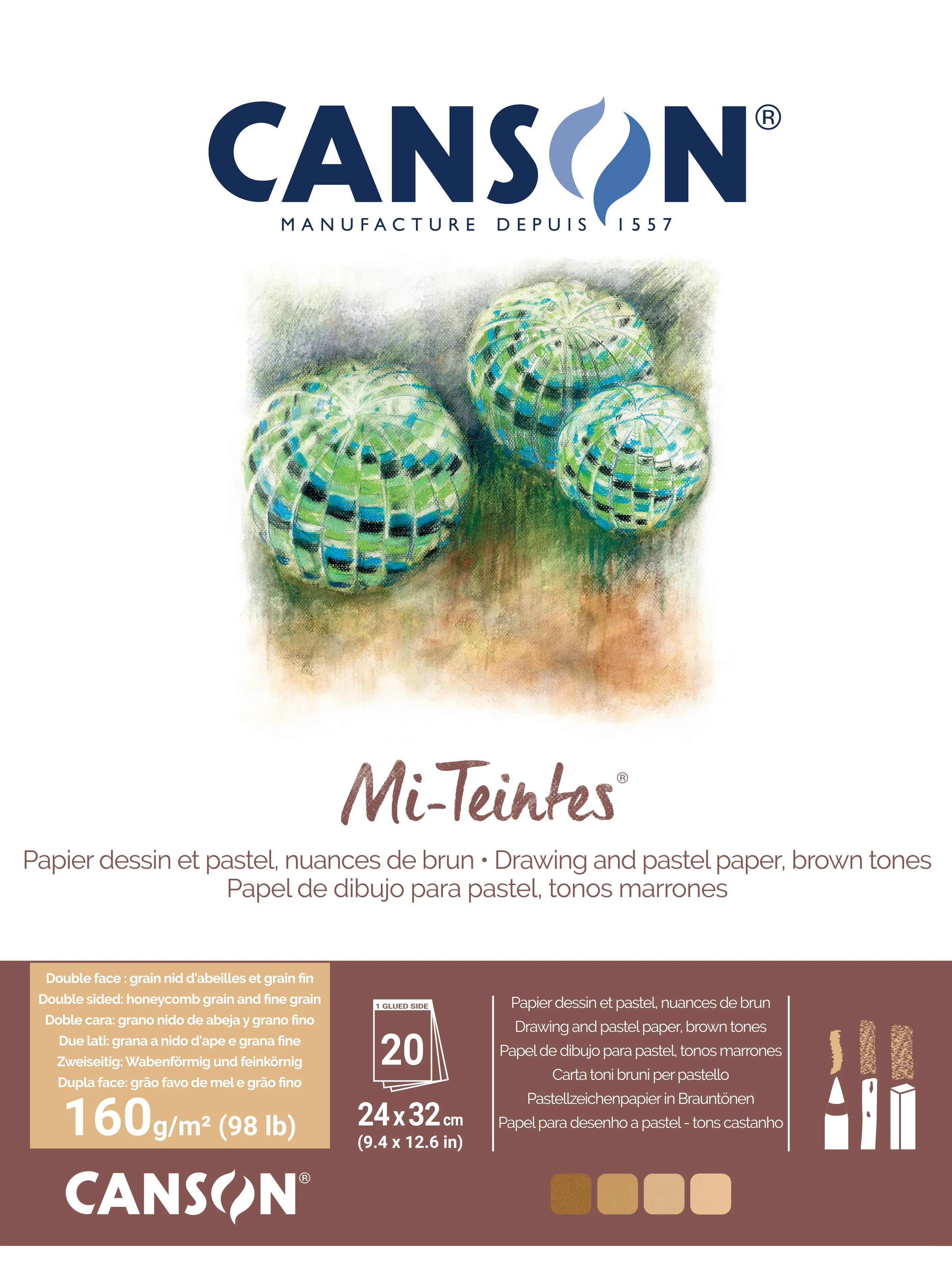 Canson Mi-Teintes 24x32cm 160gsm Earths 20 Sheet Pad - Nail Gallerys