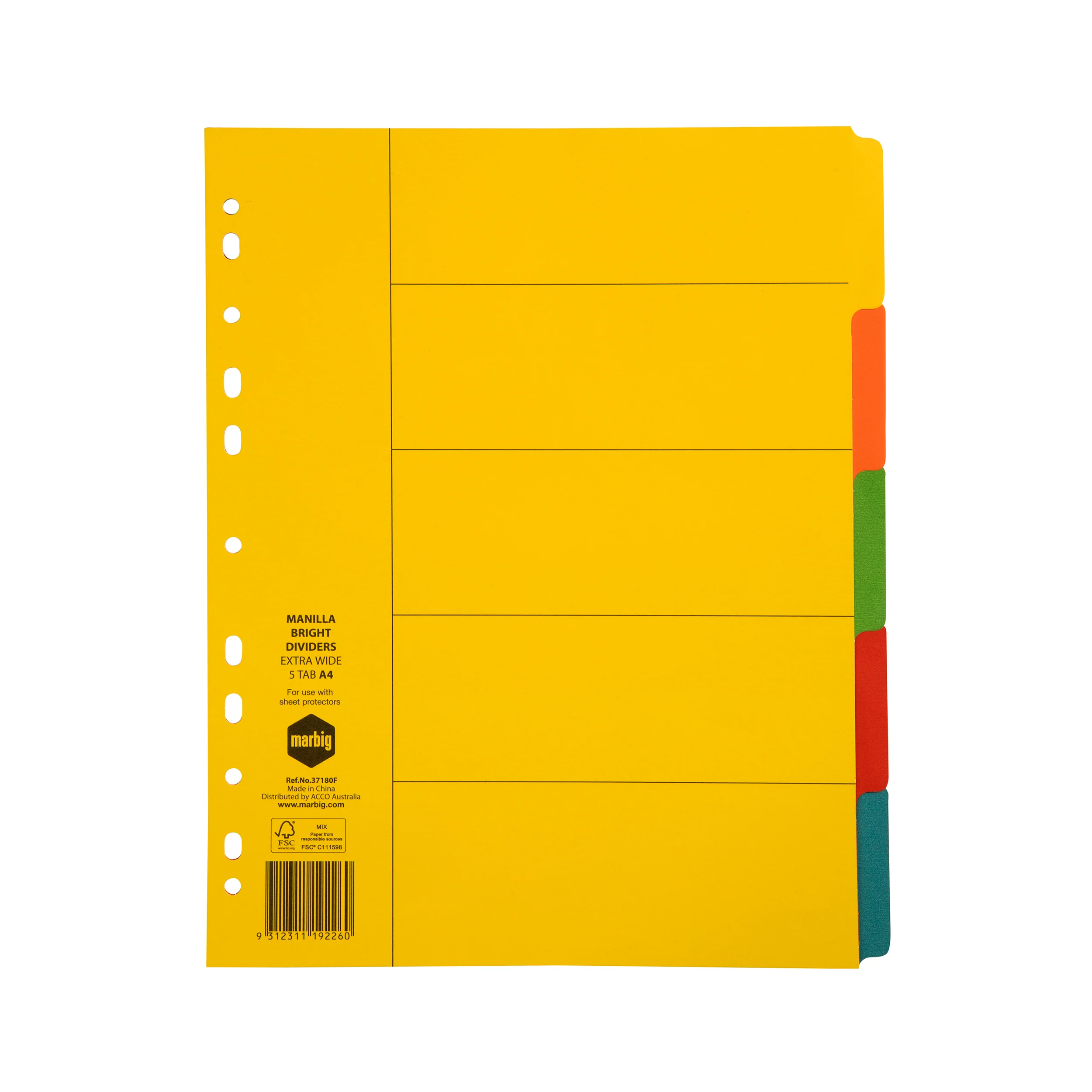 Marbig Indices & Dividers Manilla A4 Extra Wide - Nail Gallerys