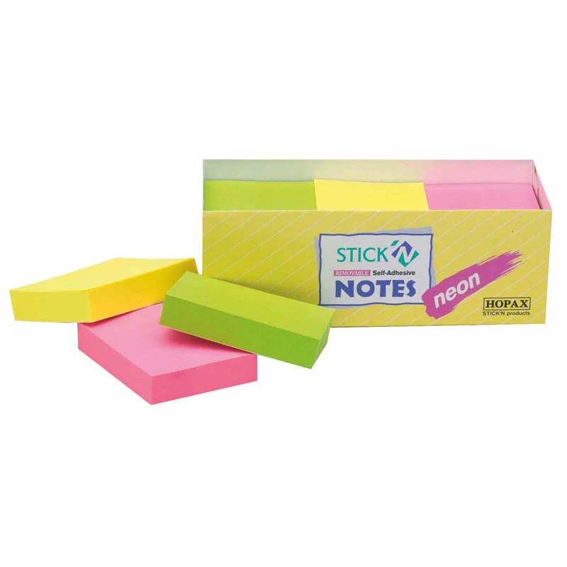 Stick'n Note 38x50mm 100 Sheet Neon Assorted Pack Of 12 - Nail Gallerys