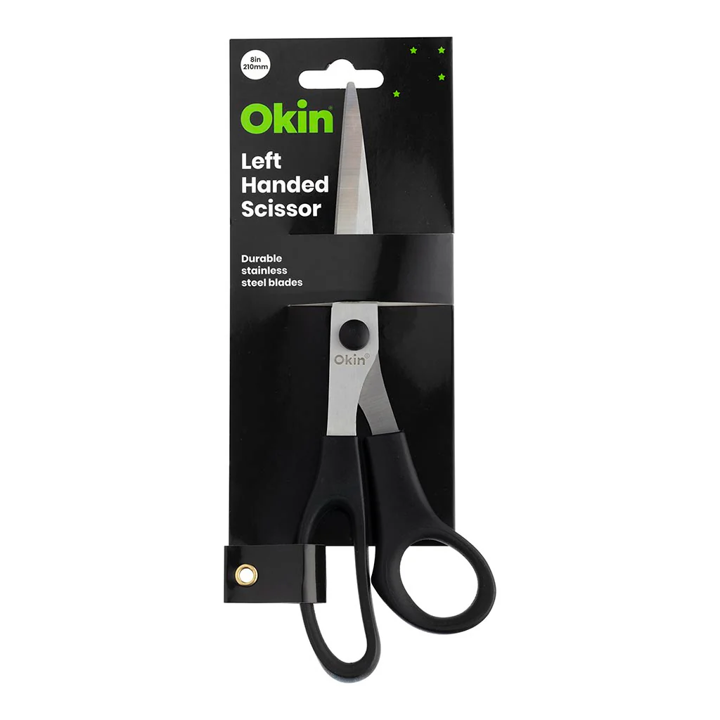 Okin Left Handed 8 Inch Black Handle Scissors - Nail Gallerys