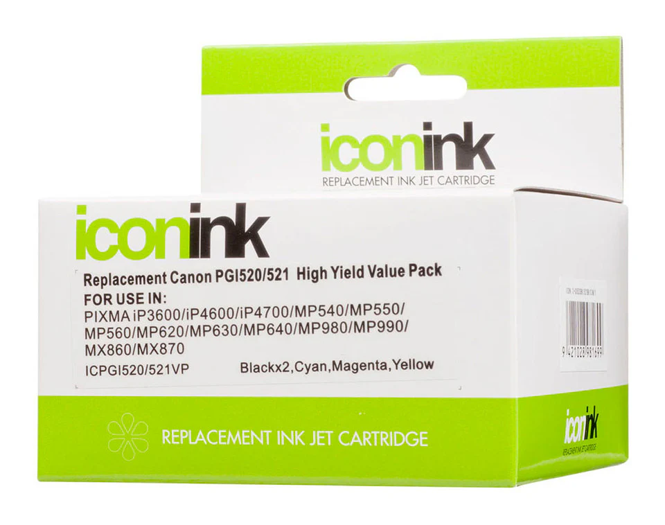 Icon Compatible Canon PGI520 CLI521 BBCMY Ink Value Pack - Nail Gallerys