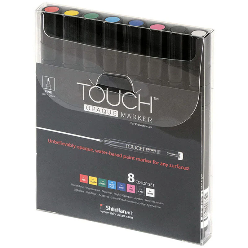 ShinHan Touch Opaque Markers Fine Set of 8 - Nail Gallerys