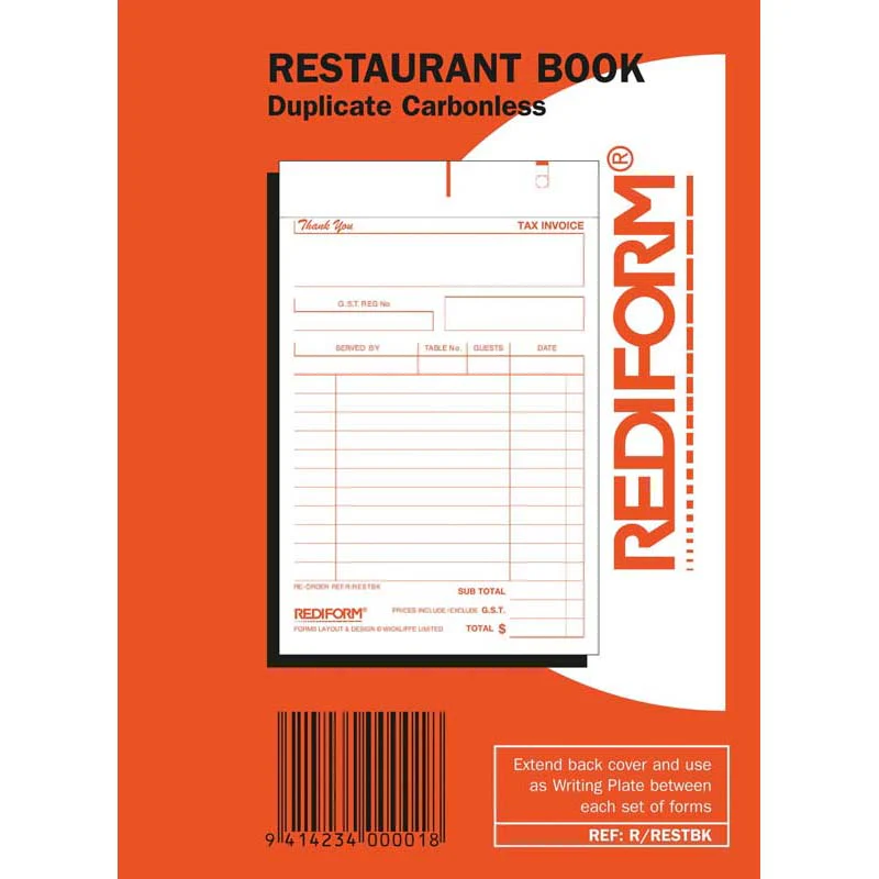 Rediform Book Restaurant R/restbk Duplicate 50leaf - Nail Gallerys