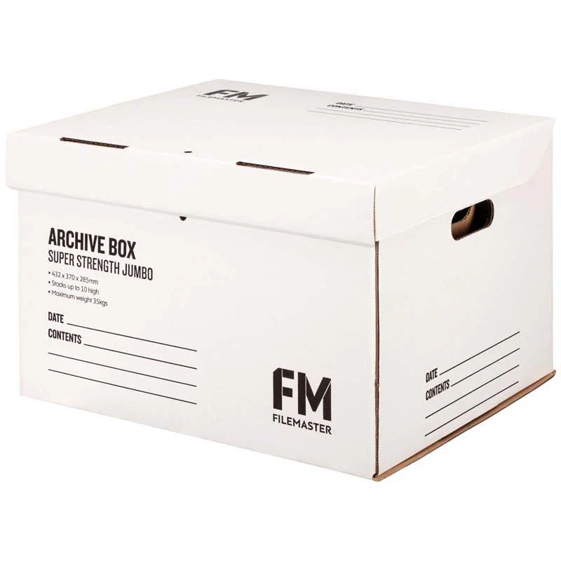 FM Box Archive Jumbo Box Super Strength White 432x370x286mm Inside Measure - Nail Gallerys