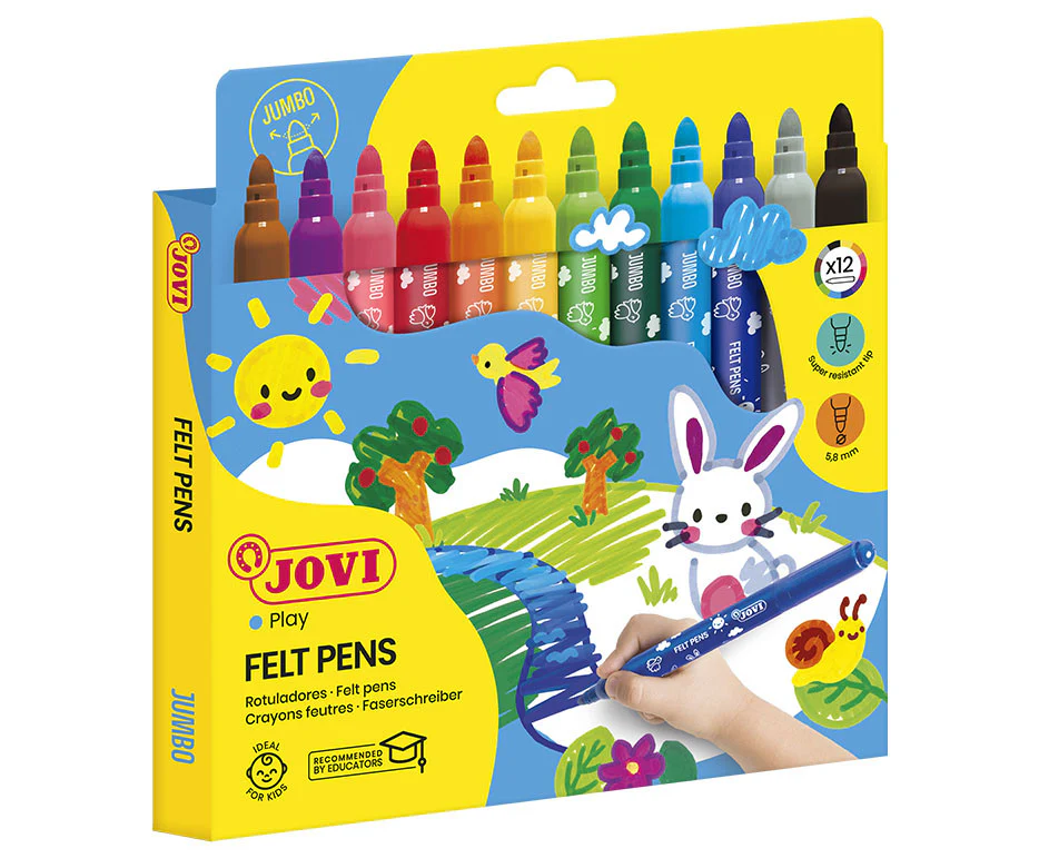 Jovi Washable Maxi Felt-Tip Pens Set of 12 - Nail Gallerys