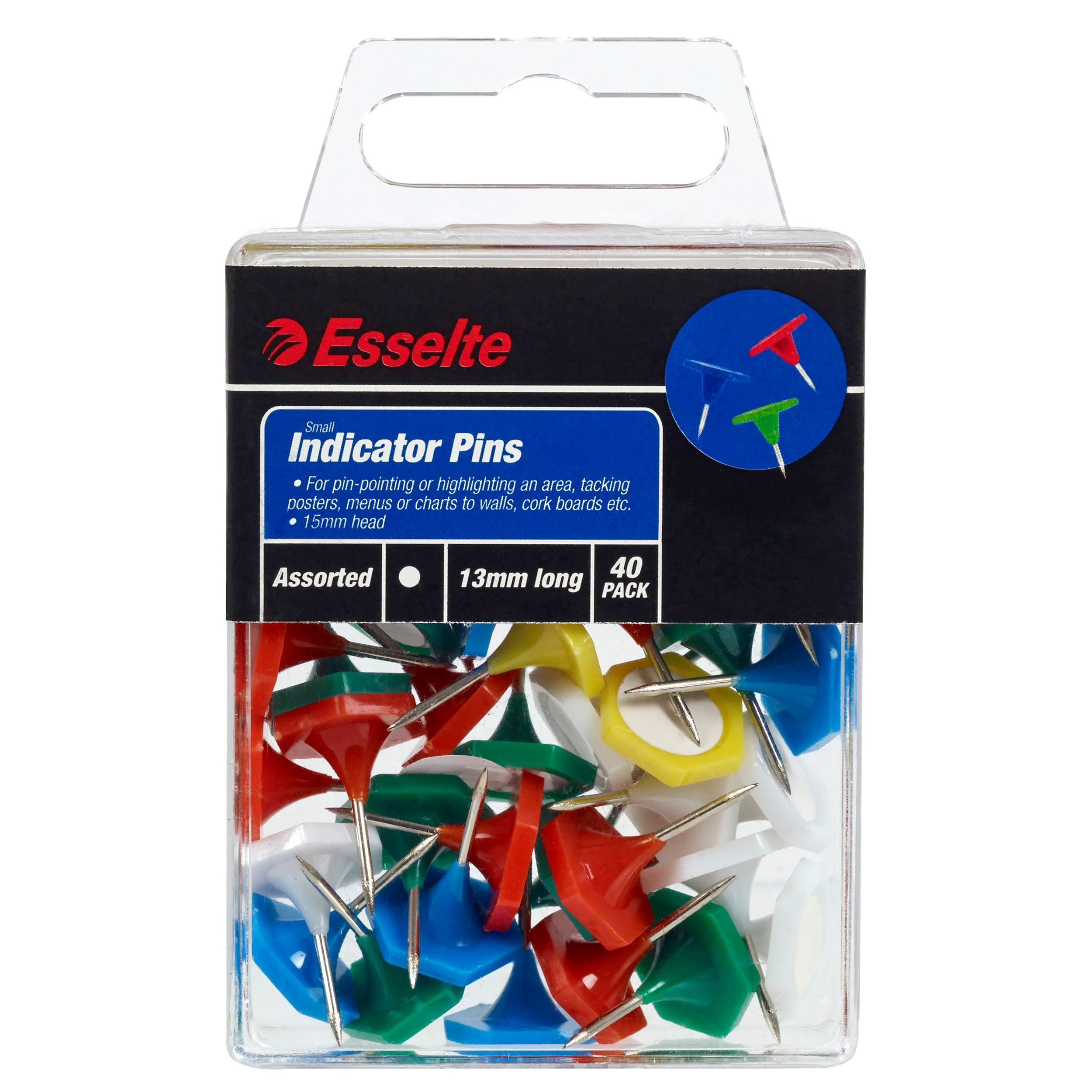 Esselte Indicator Pins Small Assorted Pack Of 40 - Nail Gallerys