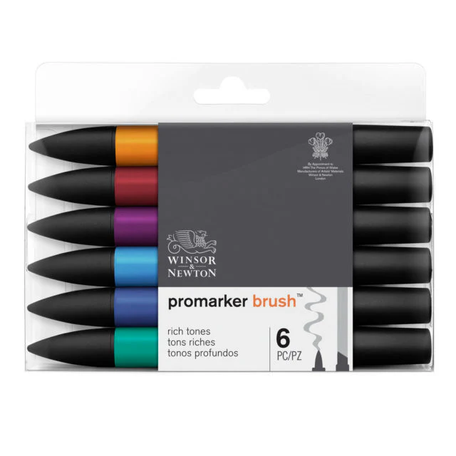 Winsor & Newton Promarker BrushMarkers Set Of 6 - Nail Gallerys