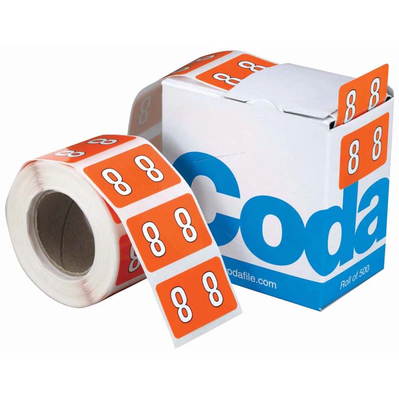 Codafile Label Numeric 8 25mm Roll 500 - Nail Gallerys