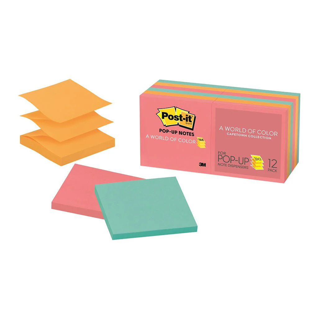 Post-it Pop Up Note Refill R330-12an Cape Town Collection 76x76mm 100 Sheet Pads Pack Of 12 - Nail Gallerys