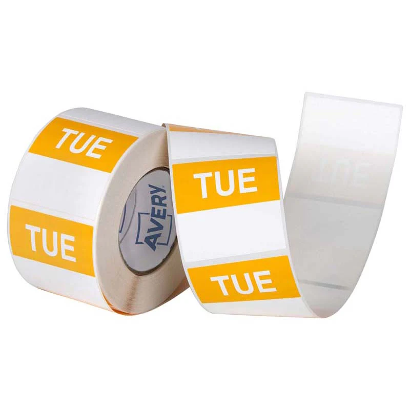 Avery Labels Tuesday Square Day 40x40mm Yellow White 500 Roll - Nail Gallerys