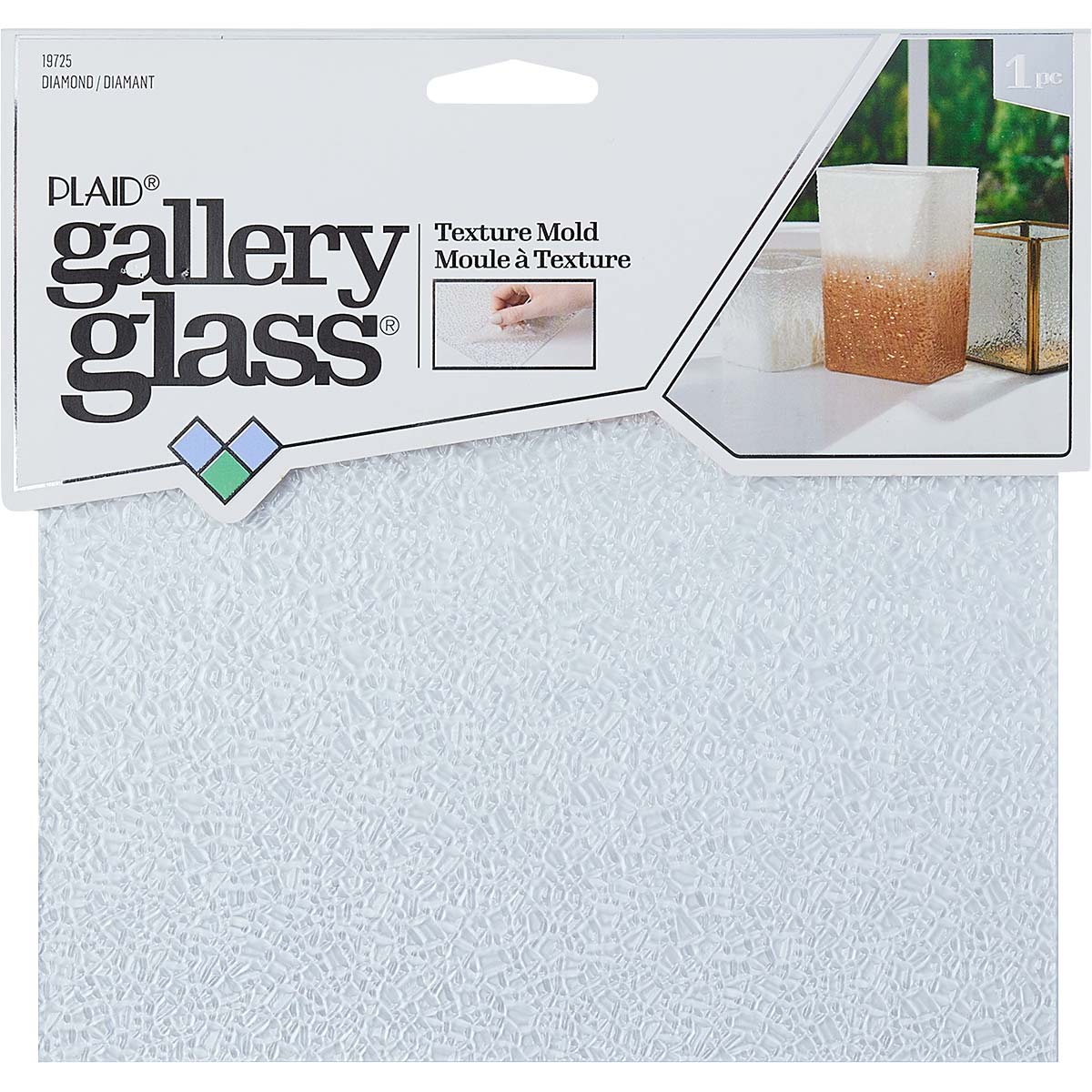 Plaid Gallery Glass 8x8inch Diamond Texture Plate - Nail Gallerys