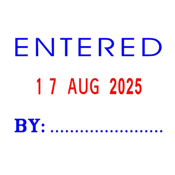 Deskmate Self-inking Dater Stamp Entered & Date Blue/red - Nail Gallerys