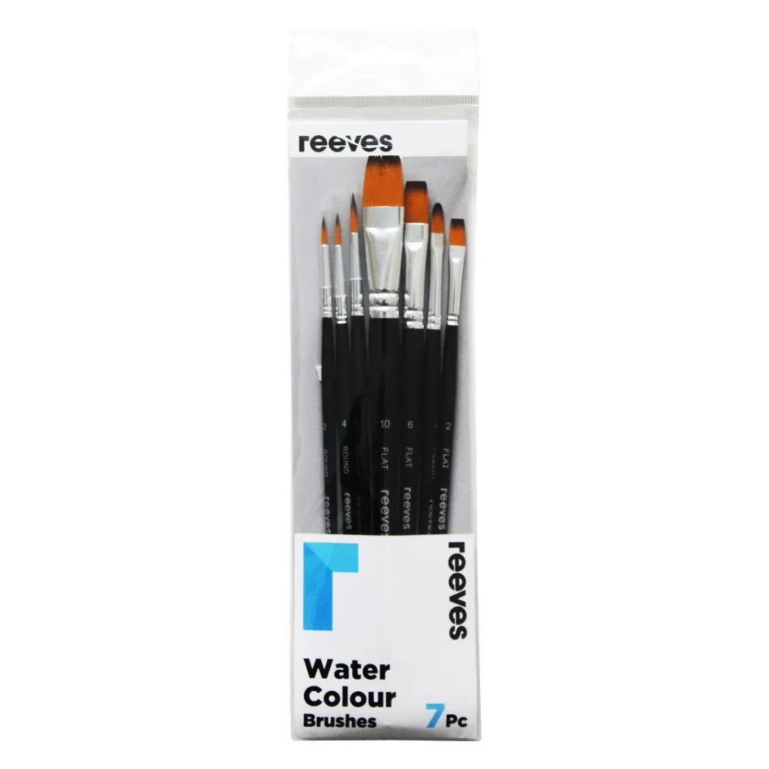 Reeves Watercolour Golden Synthetic Short Handle Brushes Set Of 7 - Nail Gallerys