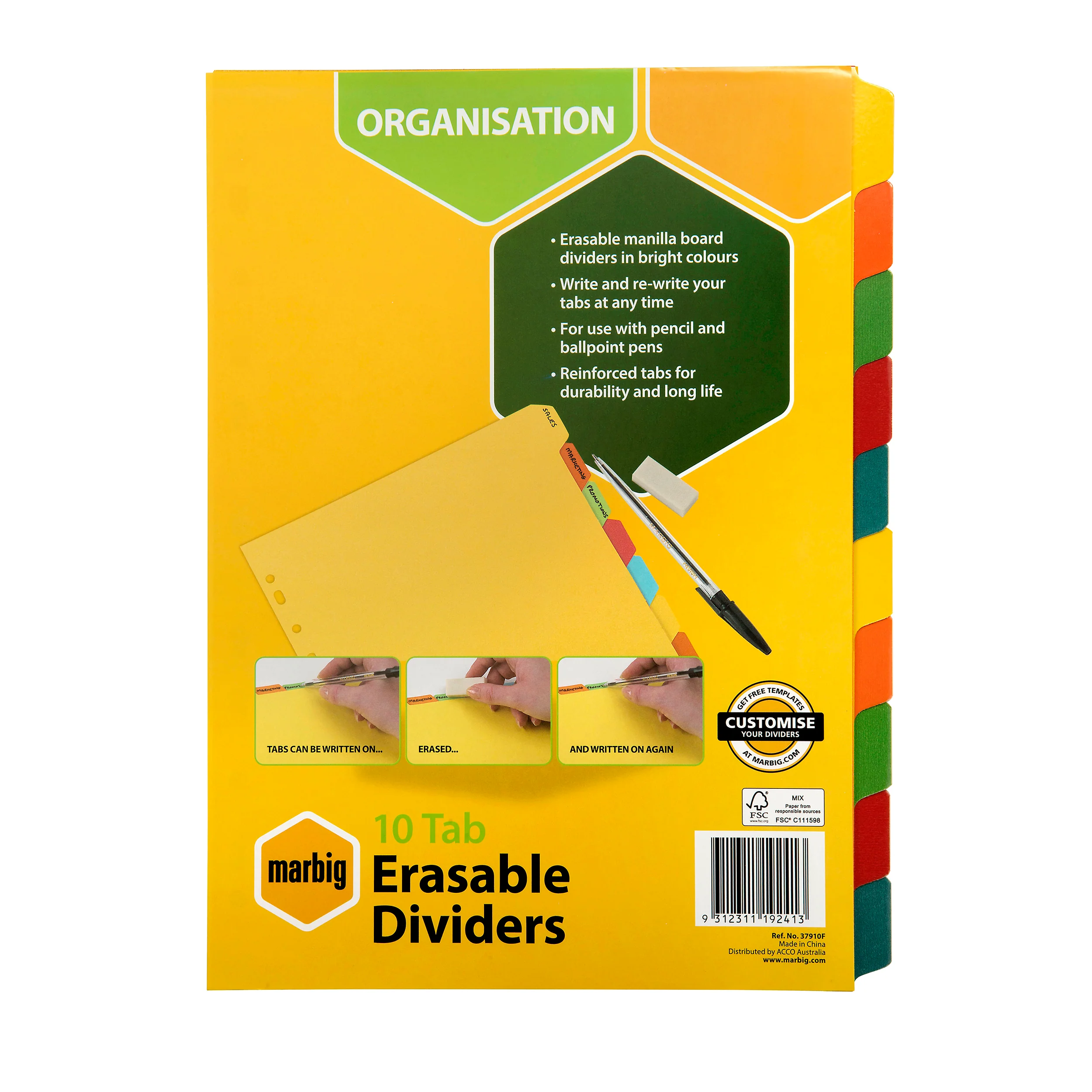 Marbig Indices & Dividers Manilla A4 Eraseable - Nail Gallerys