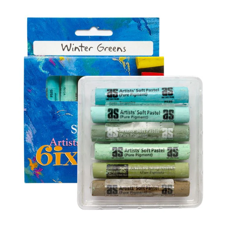 Art Spectrum Soft Round Pastels Set Of 6 - Winter Greens - Nail Gallerys