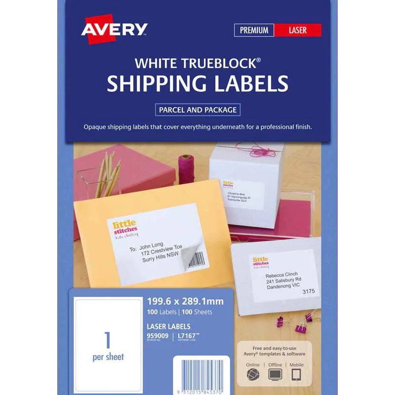 Avery Shipping Laser Labels L7167-100 100 Sheets - Nail Gallerys