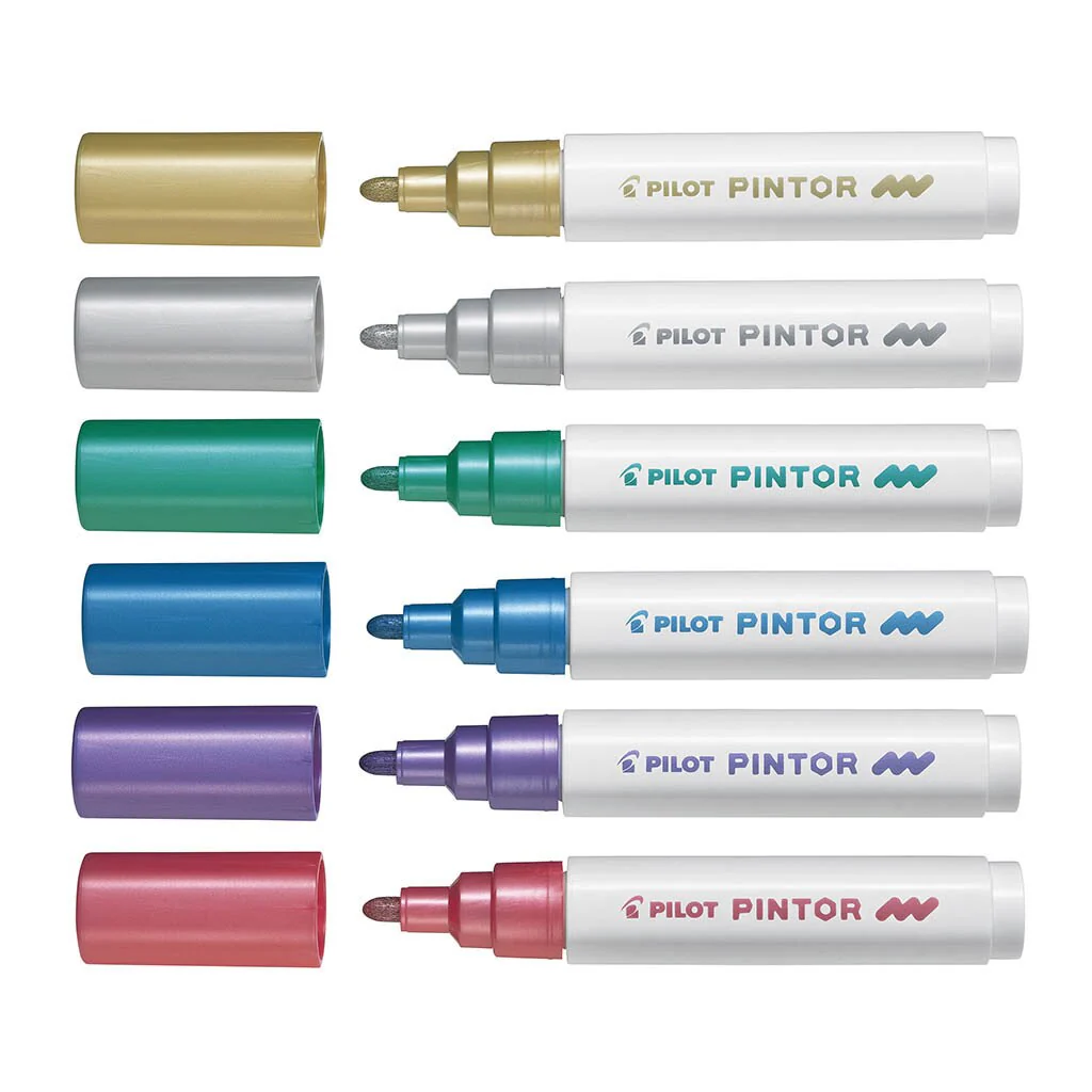 Pilot Pintor Markers Medium Set of 6 - Metallic - Nail Gallerys