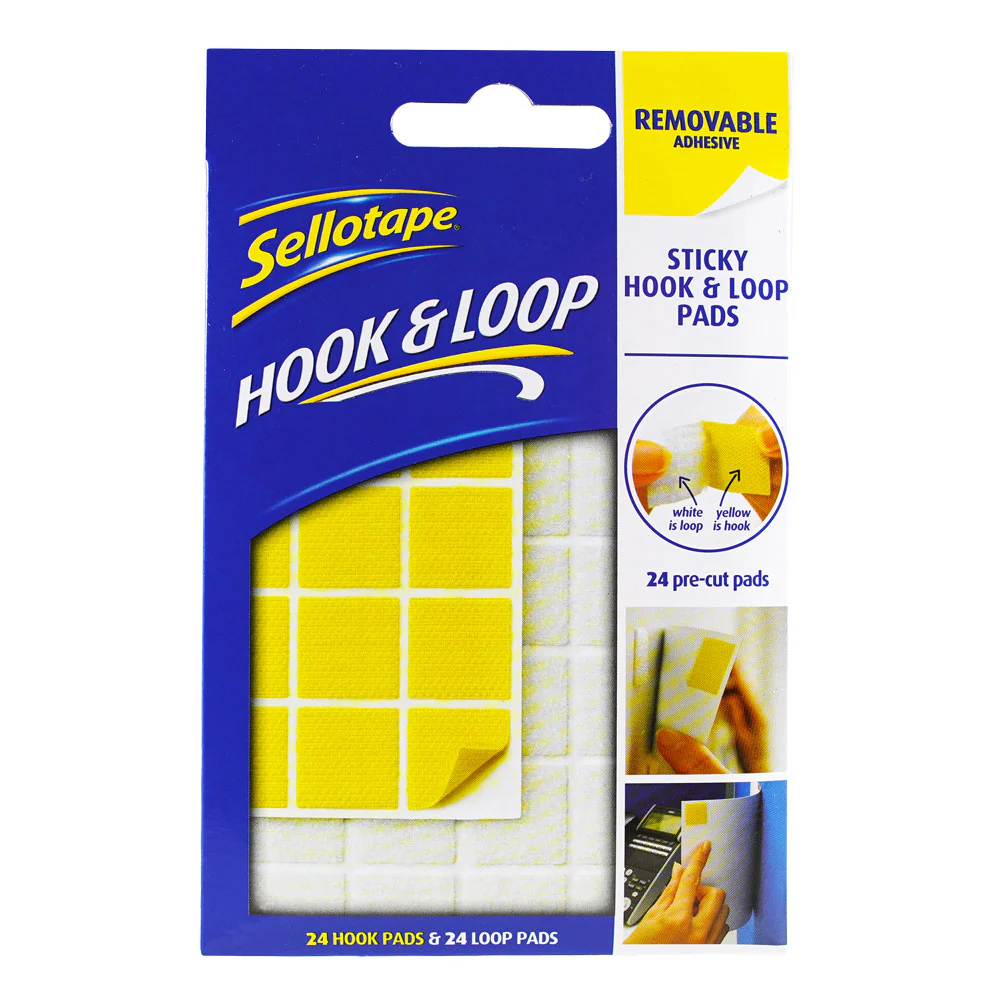 Sellotape Sticky Hook & Loop Pads Removable 20mm Pack Of 24 - Nail Gallerys