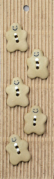 Incomparable Buttons - Gingerbread Men - Card of 5 - Nail Gallerys