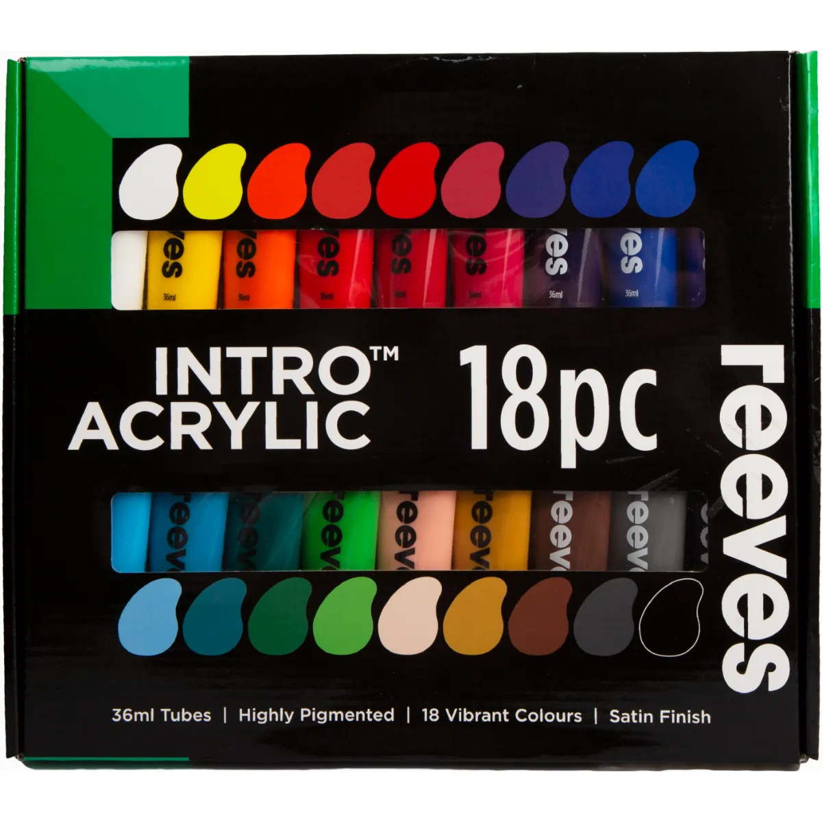 Reeves Intro 36ml Acrylic Paints Set of 18 - Nail Gallerys