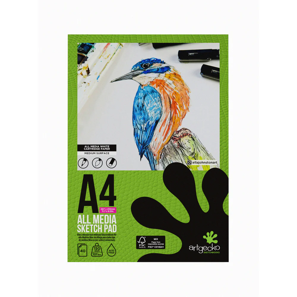 Artgecko Pro All Media 40 Sheet 150gsm White Sketchpads - Nail Gallerys