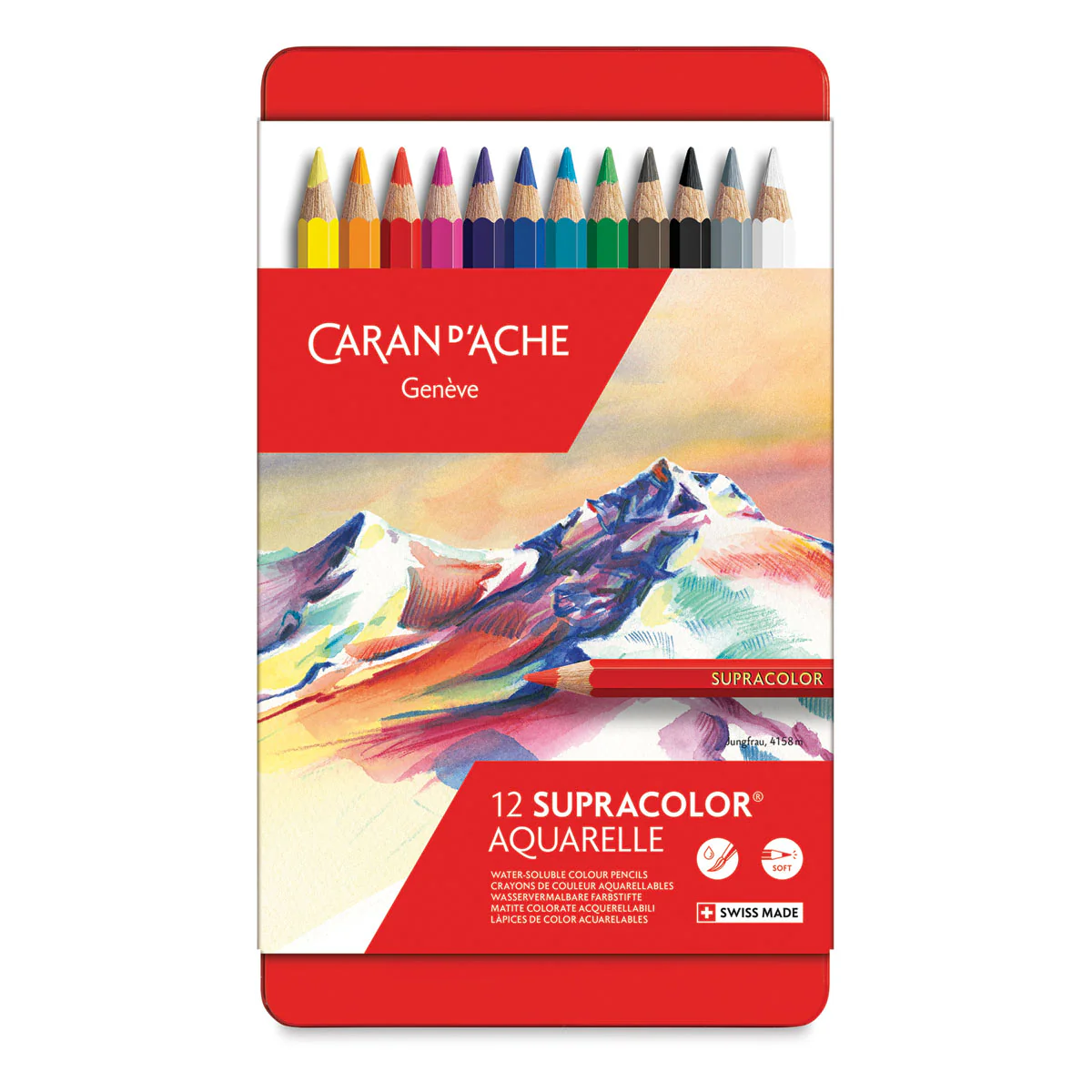 Caran D'ache Supracolour Soft Aquarelle Colour Pencil Set of 12 - Nail Gallerys