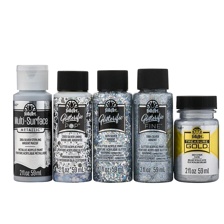 FolkArt Best of Silver Acrylic Paint Set - Nail Gallerys