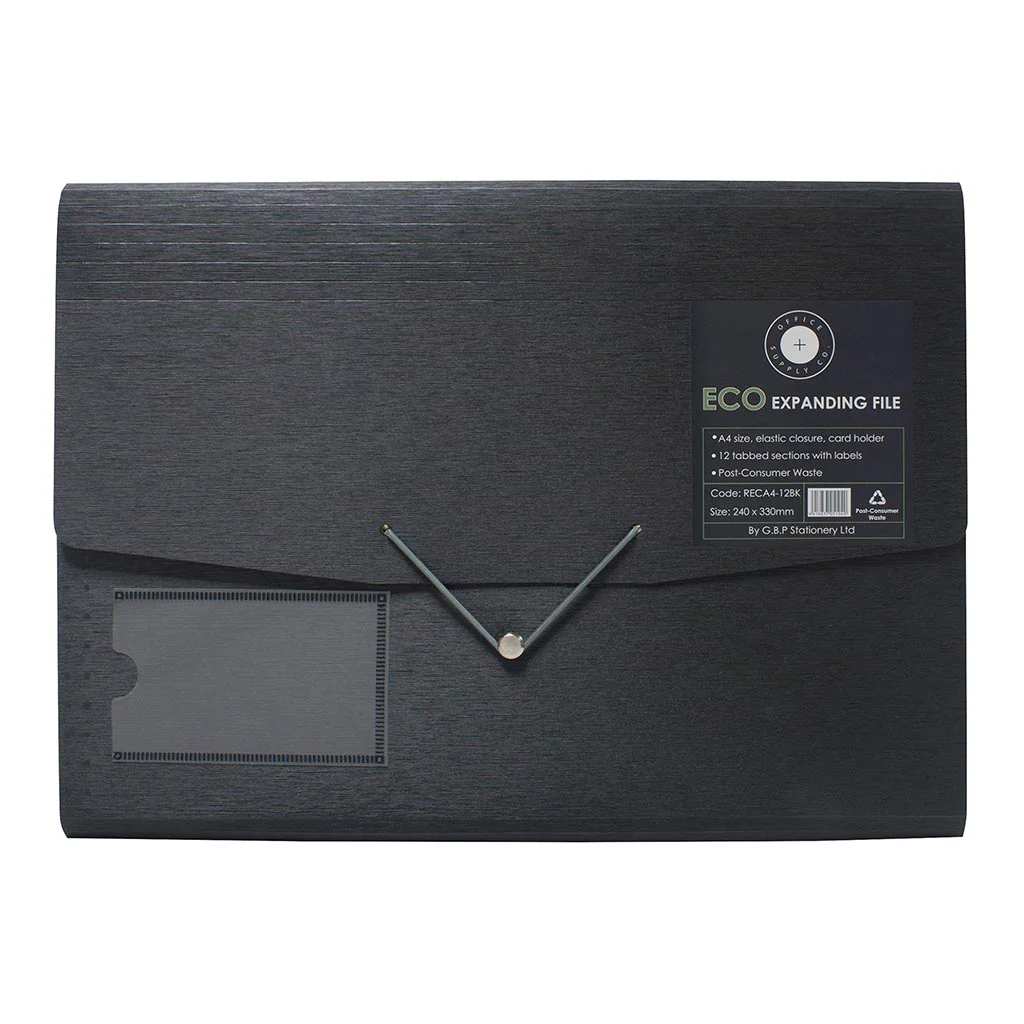 OSC Eco Expanding File A4 12 Pocket Black - Nail Gallerys