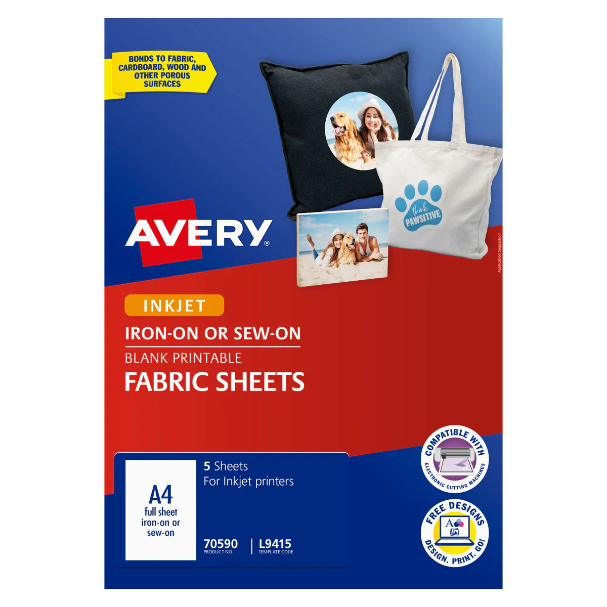 Avery Printable Fabric Sheets A4 1up 5 Sheets L9415 - Nail Gallerys