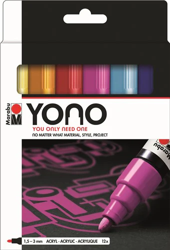 Marabu YONO Acrylic Markers Bullet Tip Set Of 12 - Nail Gallerys