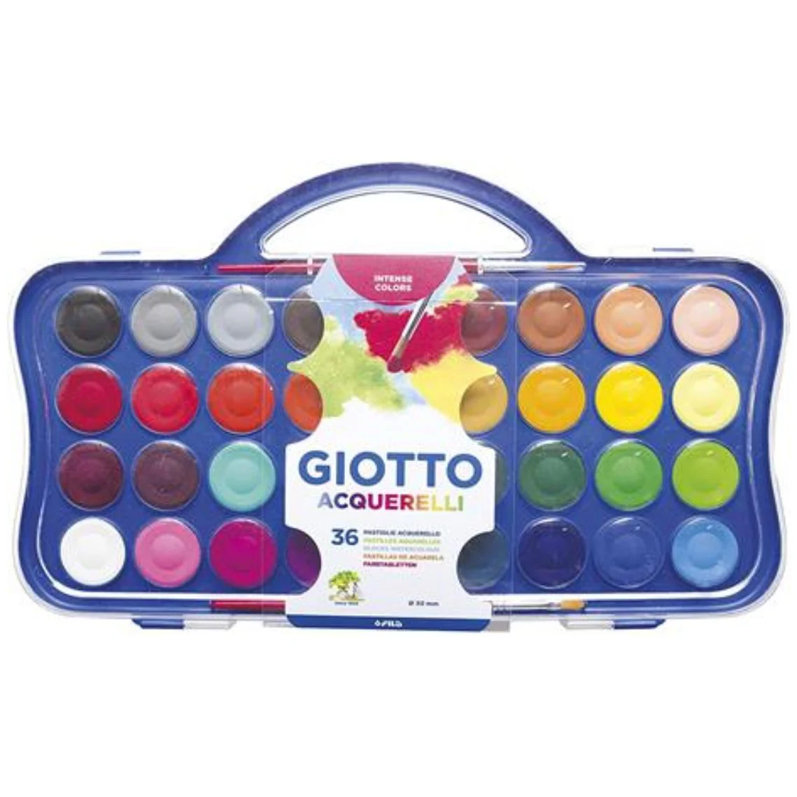 Giotto Aquarell Watercolour Blocks Set of 36 With 2 Brushes - Nail Gallerys