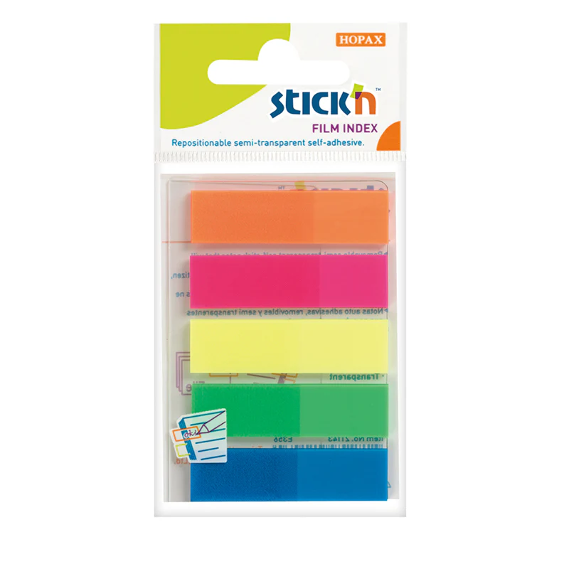 Stick'n Film Index Flags Neon 45x12mm 125 Flags 5 Colours - Nail Gallerys