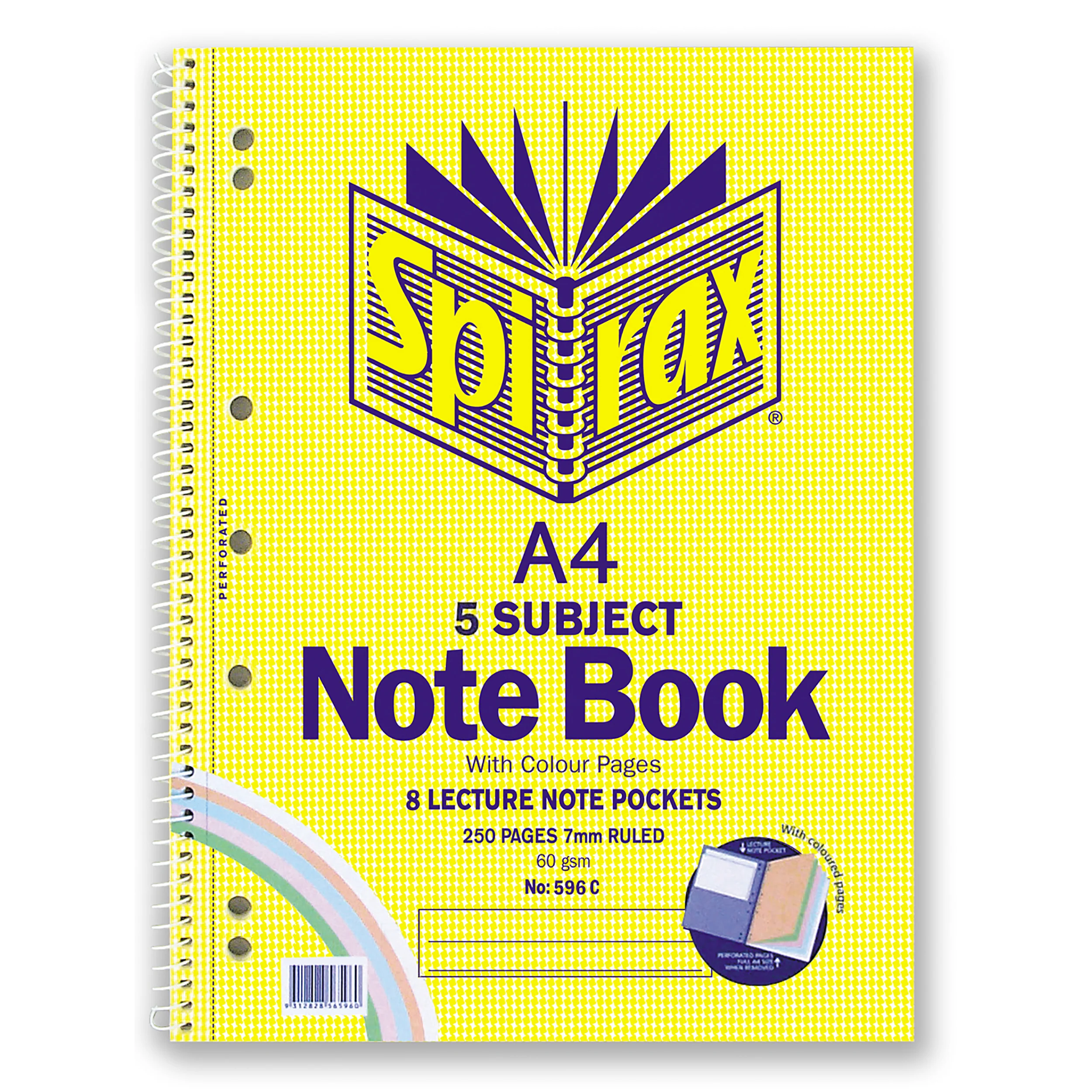 Spirax 596c 5 Subject Notebook Coloured A4 250 Page - Pack Of 5 - Nail Gallerys