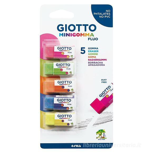 Giotto Minigomma Assorted Fluo Erasers Set of 5 - Nail Gallerys