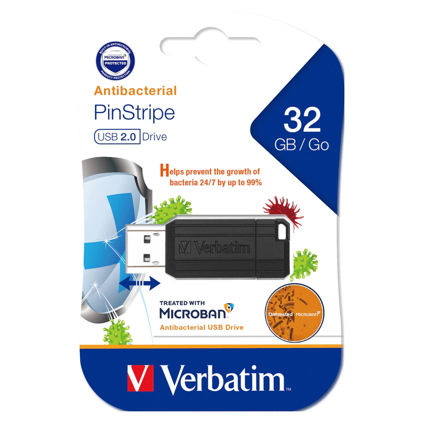 Verbatim Store N Go Microban Black 2.0 USB Flash Drives - Nail Gallerys